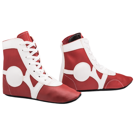 Купить Обувь для самбо SM-0102, кожа, красный Rusco в Барабинске 