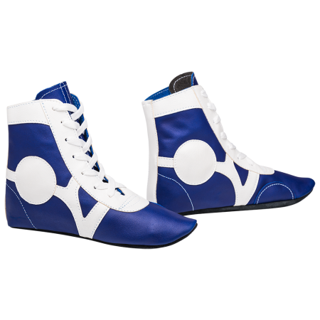 Купить Обувь для самбо SM-0102, кожа, синий Rusco в Барабинске 