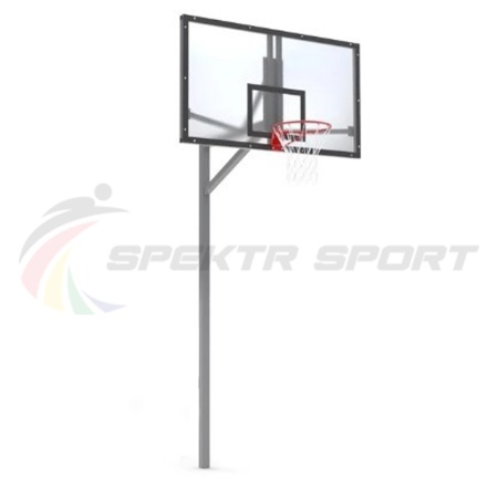 Купить Стойка баскетбольная уличная упрощенная со щитом из оргстекла, кольцом и сеткой SP D 412 в Барабинске 