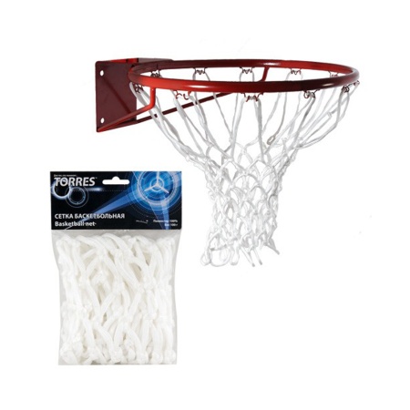 Купить Сетка баскетбольная Torres, нить 6 мм, белая в Барабинске 